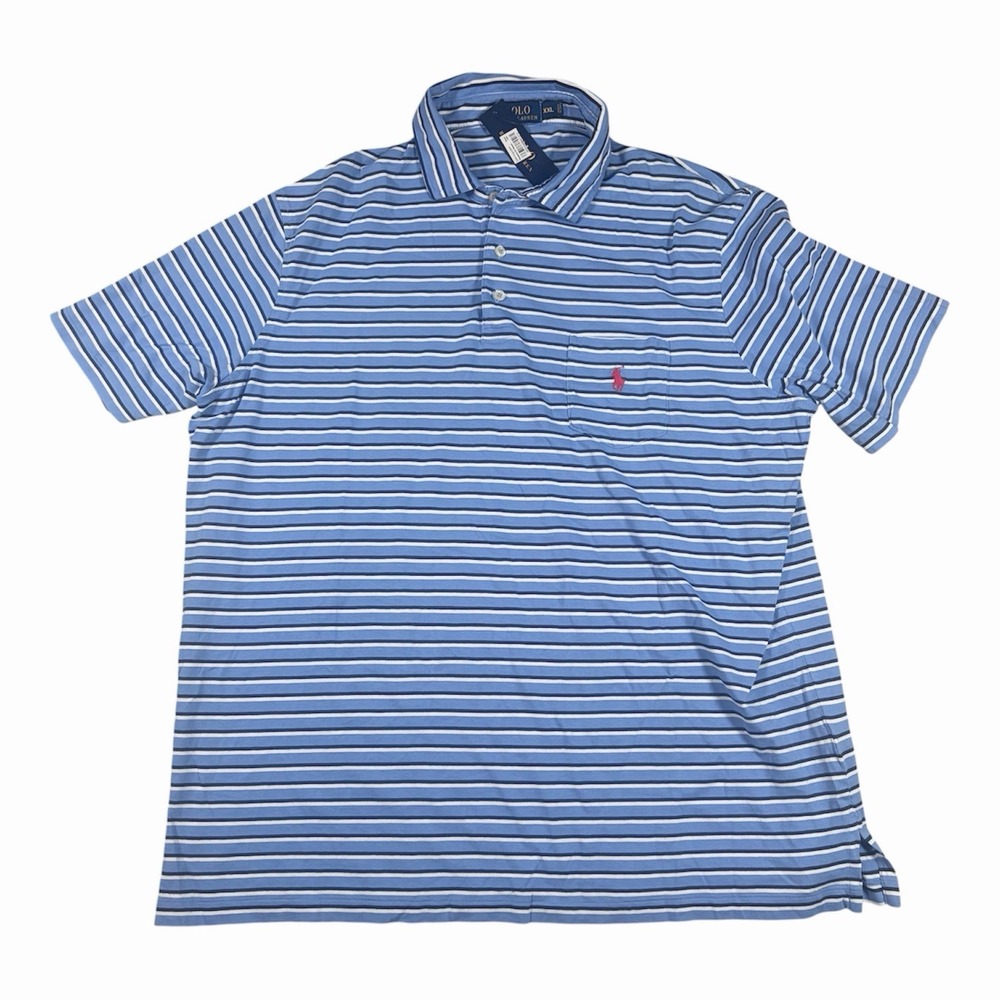 Polo Ralph Lauren Classic Polo Shirt Men's Sz 2XL Blue White Striped NWT